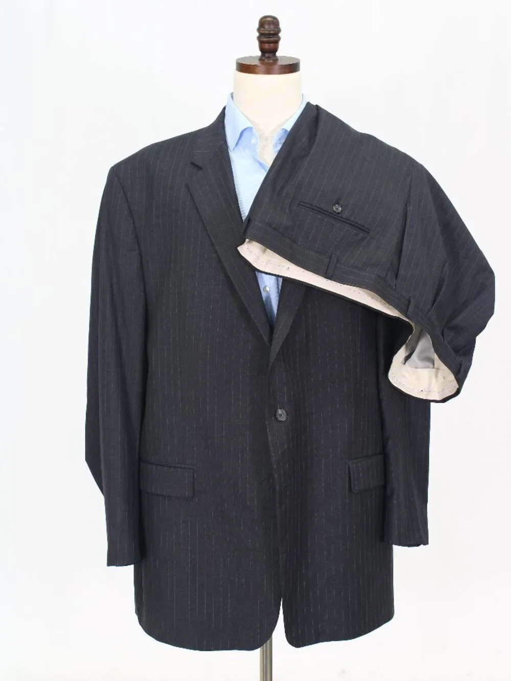 Ralph Lauren 52L 48x33 Gray Full Suit 2-Button Stripe R922